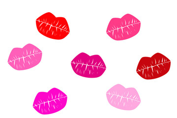 vector illustration of a set of kisses