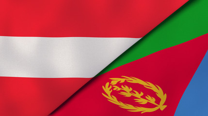 Fototapeta premium The flags of Austria and Eritrea. News, reportage, business background. 3d illustration