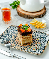 honey cake on the table ___