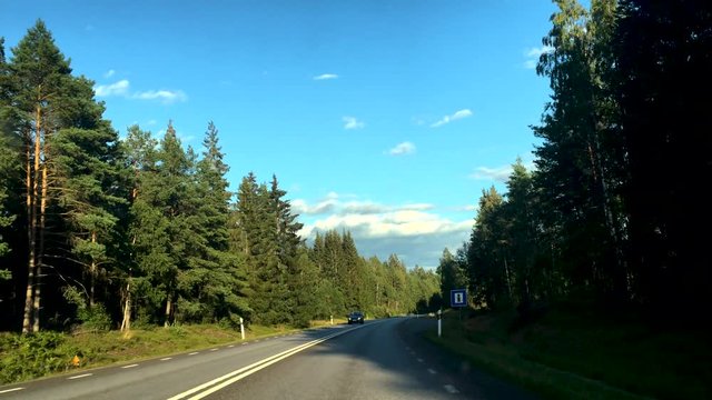 The weekend can start. Highway driving through the Sweden.