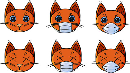 World Quarantine 2020 cat mask protecting against infections. Recovery and treatment Coronavirus infections. Domestic cat as person, living, sick, death, protection, treatment of the disease, recovery