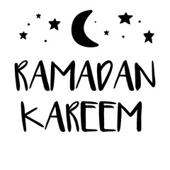Ramadan Kareem handwritten lettering.Hand drawn phrase with decor.  Vector card with quote. Ramadan holiday. Muslim holiday concept. You can use this image for postcards, greeting cards, flyers, cover