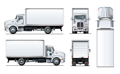 Vector truck template isolated on white for car branding and advertising. Available EPS-10 separated by groups and layers with transparency effects for one-click repaint.