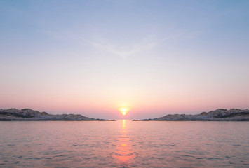 Sunrise with vanilla sky with mountain