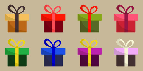 set of gift boxes vector isolated