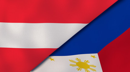 The flags of Austria and Philippines. News, reportage, business background. 3d illustration