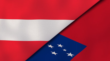 The flags of Austria and Samoa. News, reportage, business background. 3d illustration