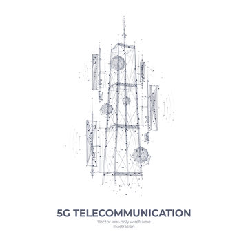 Abstract 3d Isolated 
5G Tower On White