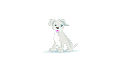 Vector illustration of a sitting dog on a white background