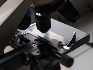 sciencie laboratory microscope macro detail monochrome image.