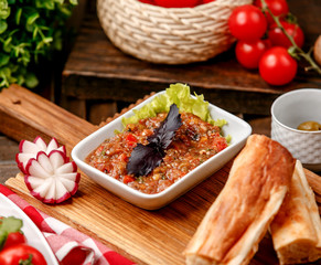 mangal salad on wooden board