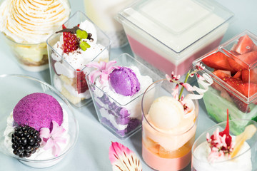 Obraz na płótnie Canvas Dessert mini canepa for banquets for receptions receptions shot close-up.