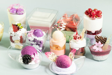 Dessert mini canepa for banquets for receptions receptions shot close-up.