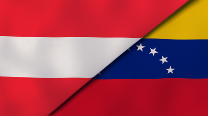 The flags of Austria and Venezuela. News, reportage, business background. 3d illustration