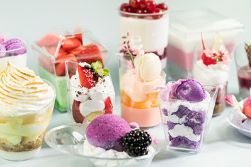Dessert mini canepa for banquets for receptions receptions shot close-up.