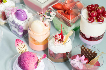 Obraz na płótnie Canvas Dessert mini canepa for banquets for receptions receptions shot close-up.
