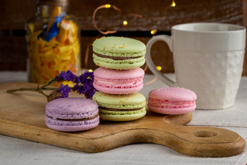 macaroons and cup of coffee