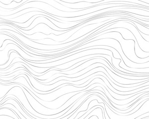 Wave lines pattern. Thin black wavy lines isolated on white background. Abstract vector texture for graphic design