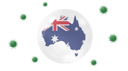 Australia  map inside crystal ball  protect from corona virus,stay at  home,work for home, overcome virus outbreak,virus protection concept,on white background, isolate