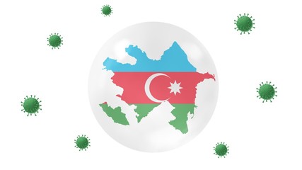 Azerbaijan  map inside crystal ball  protect from corona virus,stay at  home,work for home, overcome virus outbreak,virus protection concept,on white background, isolate