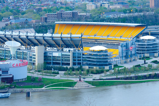 Pittsburgh, Pennsylvania, United States - Elevated view of empty Heinz Field stadium.