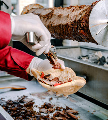 meat doner with bread on the table