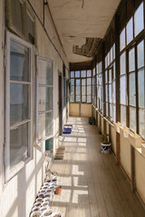 abandoned building in the city, hall, windows
