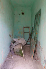 old abandoned damaged house bathtube