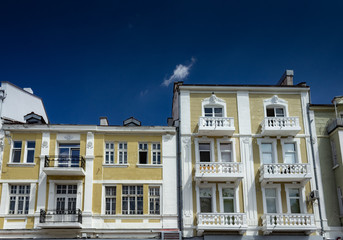 Fototapeta premium Plovdiv in Bulgaria during summer day with clouds