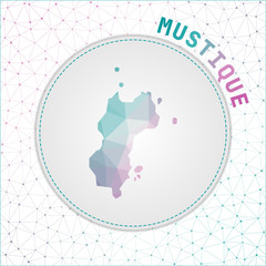Vector polygonal Mustique map. Map of the island with network mesh background. Mustique illustration in technology, internet, network, telecommunication concept style . Amazing vector illustration.