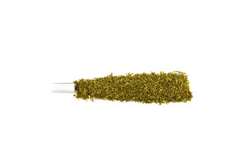 Perfect cannabis joint isolated on white background. Nice looking marijuana spliff on white...