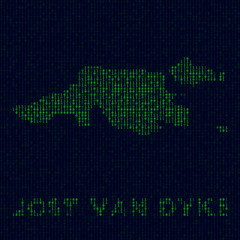 Digital Jost Van Dyke logo. Island symbol in hacker style. Binary code map of Jost Van Dyke with island name. Amazing vector illustration.