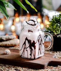 milkshake with chocolade on the table