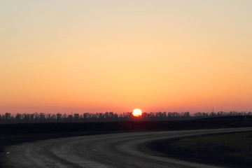 sunset on the road