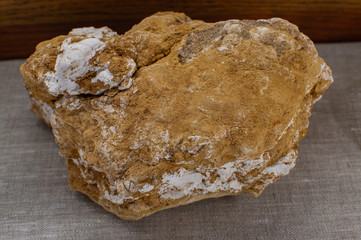 basaluminite, hydrated aluminium sulfate mineral, rock fragment close view