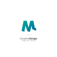 Paper Vector Letter M Logo with fold effect letters. Design Vector Illustration Logo template