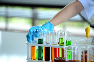 Scientist laboratory test tube in future tone,Scientific research,Scientific tools at laboratory