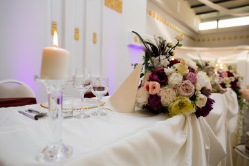 Beautiful flower decoration for special event in restaurant