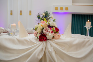 Beautiful wedding decoration in reception room