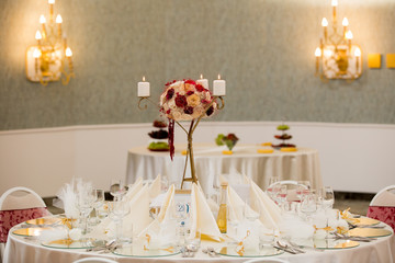 Beautiful flower decoration for special event in restaurant