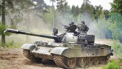 T54, ćwiczenia, czołg, radziecki czołg podstawowy  - obrazy, fototapety, plakaty