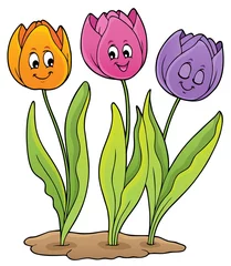 Stickers fenêtre Pour enfants Image avec thème fleur de tulipe 5