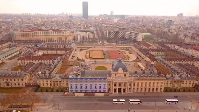 Flying toward and above &Eacute;cole Militaire Paris.