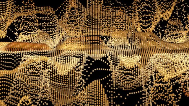 panorama camera through arrays of precious abstract particles