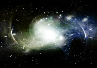 Fototapeta premium Stars, dust and gas nebula in a far galaxy