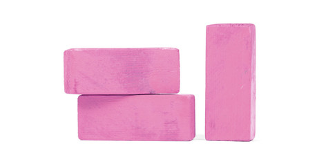 Vintage pink building blocks isolated on white