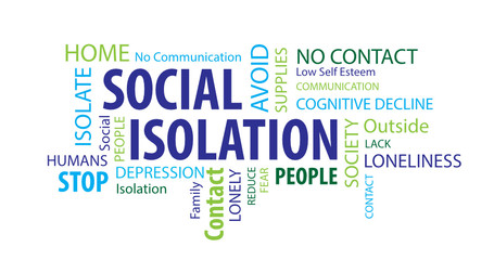 Social Isolation Word Cloud on a White Background