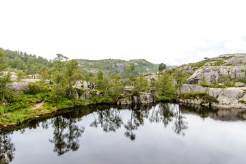 Fototapeta premium Preikestolen or Prekestolen. Pulpit Rock,, Lysefjord, Norway