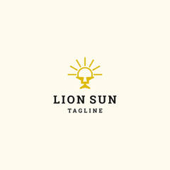 Lion Sun logo template design in Vector illustration 