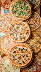pizzas set on the table